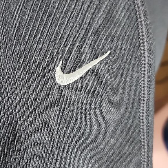 Nike Dri-Fit black running tights/leggings, faux leather calf, zip ankle, Small - Picture 5 of 12